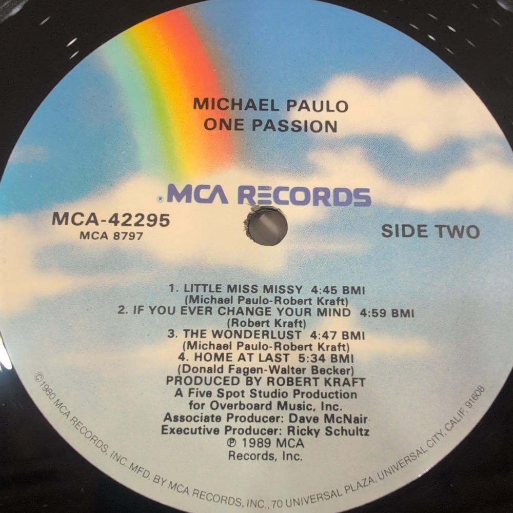 Michael Paulo One Passion Vinyl LP Album MCA-42295 Smooth Jazz 1989 MCA Records - Picture 6 of 6